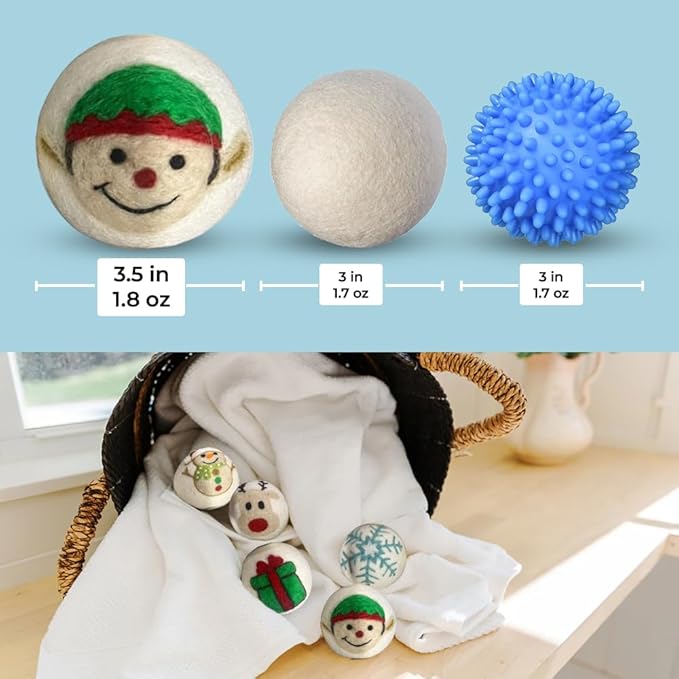 Ezhippie Quality Wool Dryer Balls - 6 XL Festival Pack - 1000+ Loads - Pure Organic Wool - Reusable Natural Fabric Softener Perfect with Essential Oils, Reduce Clothing Static and Wrinkles