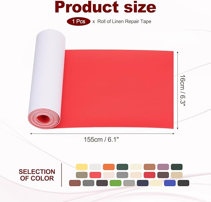 PATIKIL Leather Patches Tape for Furniture, 6.3 x 61 Inch Self Adhesive Vinyl Leather Repair Kit Cover Sheet for Couch, Sofa, Car Seats, Office Chair, Red