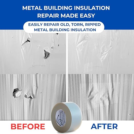 BlueTex Insulationㅤ3 Wide x 180' Long White Vapor Barrier Seam Tape - 16 Rolls Bulk Pack, Great for Crawlspaces, Waterproofing, Insulation Repairs, Underlayment Seams, Metal Building Insulation Seams