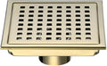 RANDOM Brushed Gold Shower Drain Square 6 Inch Shower Floor Drain with Grid Grate & Removable Hair Strainer 304 Stainless Steel Shower Drain Cover Bathroom Accessories.98738BG