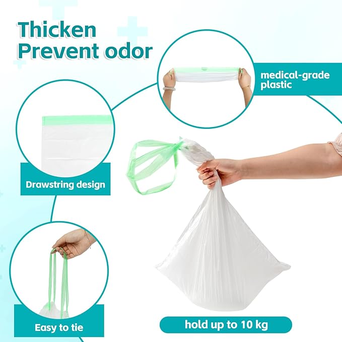 120 Pack Commode Liners with Super Absorbent Pads, Disposable Leakproof Bedside Commode Bags, Universal Fit for Standard Toilet Chair Buckets(120 Bags+120 Pads) (120PACK)