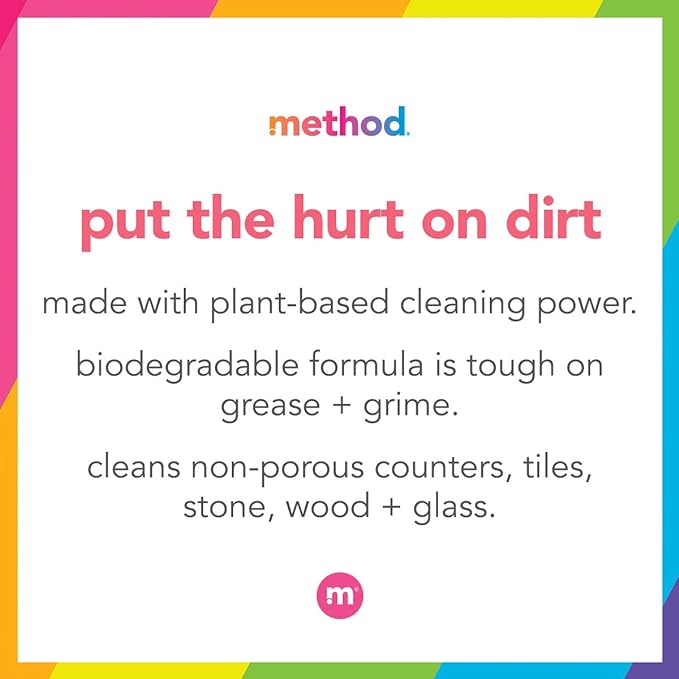 Method All-Purpose Cleaner, Pink Grapefruit, Plant-Based and Biodegradable Formula Perfect for Most Counters, Tiles, Stone, and More, 28 oz spray bottle