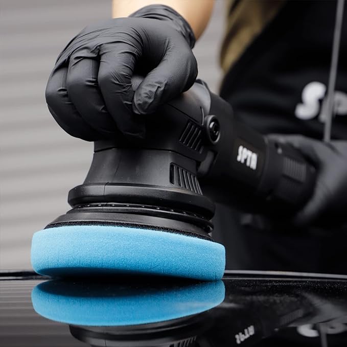 Blue Polish Pad, Buffing Polishing Pads, SPTA 1Pc 5.5 Inch Face for 5 Inch 125mm Backing Plate Compound Buffing Sponge Pads for Car Buffer Polisher Compounding, Polishing and Waxing -FPTSS5B