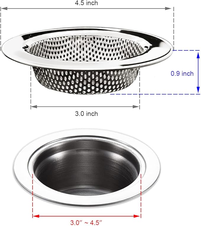 4-Piece Kitchen Sink Strainers - 4.5 Inch Stainless Steel Sink Drain Filter with Food Scraps Catcher