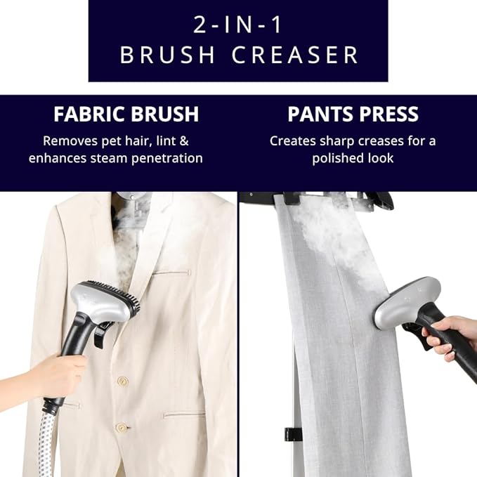 SALAV® Heavy Duty Smart Auto Shut-off Commercial Full-Size Garment Steamer, Beeping Alert when Water Runs out, Foot Pedal Control, XL 3L (101.5 oz) Tank, 1800 watts, 90+min of Continuous Steam, Navy