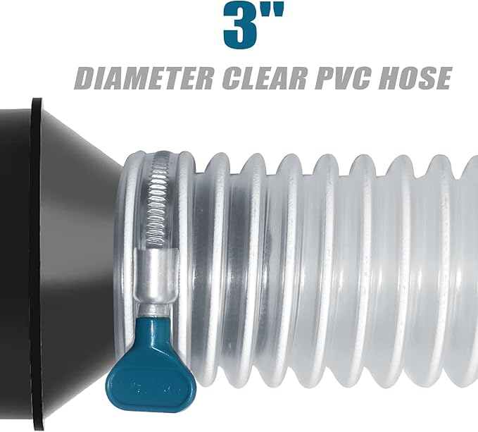 PVC Dust Collection Hose 3" x 10', Flexible Dust Collector Hose, Puncture Resistant Carbon Steel Wire Coil for Workshops, Woodworking, Industrial Vacuums