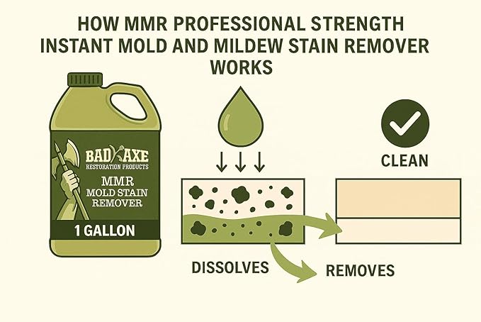 Bad Axe MMR Instant Mold Stain and Mildew Stain Remover - Professional Strength, Contractor Grade Cleaning Solution, Professional Quality Formula, Odor Removal, 1 Gallon (2)