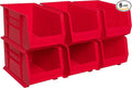 Akro-Mils 30260 AkroBins Plastic Storage Bins, Space-Saving Stackable Bins for Garage, Pantry, Craft Organization, 18" x 11" x 10", Red, 6-Pack