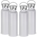Neihepal 20 oz Insulated Water Bottles Bulk 4 Pack,Stainless Steel Double Wall Sport Bottle with Lid of Handle,Metal Reusable Thermoses Flask with Cup Cap for School,Hikers,Gift (White,Set of 4)