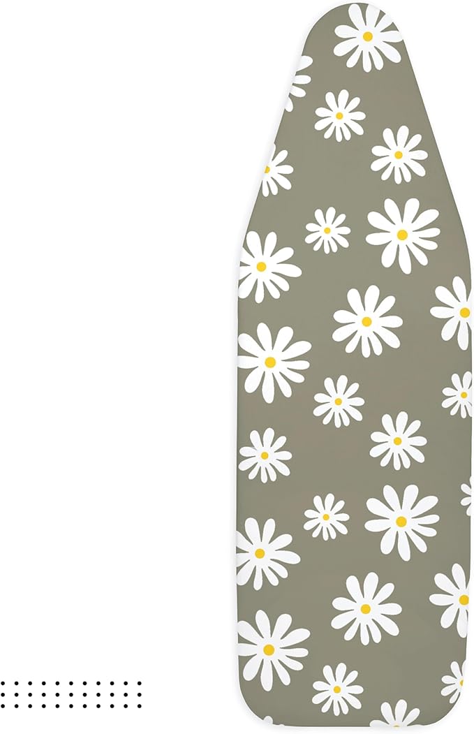 Encasa XO Ironing Board Cover and Pad 57"x22" - Thick 3mm Felt Padding, Drawstring Tightening & Lock, Easy Fit, Scorch & Stain Resistant, Fits X-Large Ironing Board - Daisy Grey