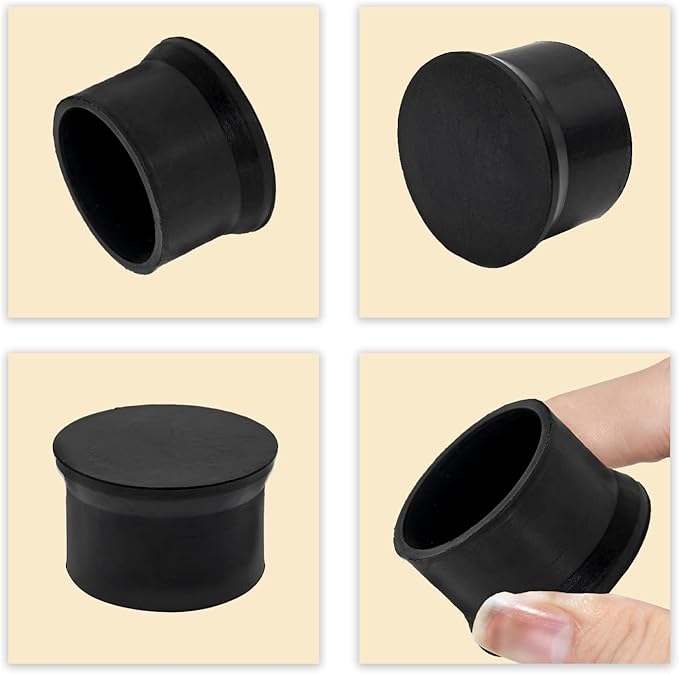 Flyshop Furniture Table Covers Non-Slip Heavy Duty Rubber Leg Tips Chair Leg Caps Floor Protector Round Black 4PCS Size 50mm, 2"