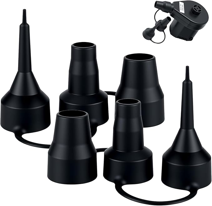 3 Size Air Pump Nozzle Replacement Set - 2 Sets Universal Plastic Inflatable Nozzles, Black Inflatable Pump Nozzles Head, Air Pump Inflator Adaptor Accessory for Inflatable Bed Mattress, Pool Floats