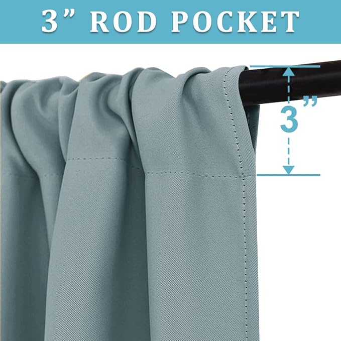 RYB HOME Blackout Curtains for Kitchen, Over Sink Privacy Curtains Window Decor, Thermal Insulating Drapes for Bathroom Cafe Bedroom Small Window, W 42 x L 24 inch, Dusty Blue, 2 Panels