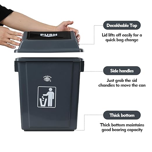 4-Pack 8 Gallon Kitchen Trash Can with Swing Lid, Plastic Kitchen Garbage Can, Gray