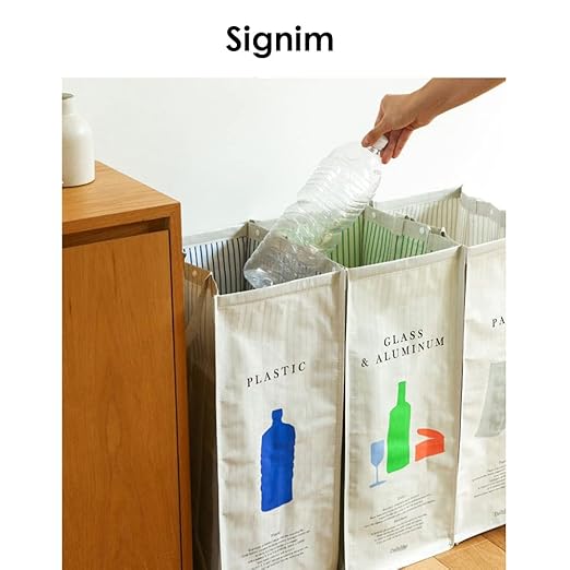 216 Separate Recycling Waste Bin Bags for Kitchen Home Recycle Garbage Trash Sorting Bins Organizer Waterproof Baskets Compartment Container, White (Set of 3 Pack)