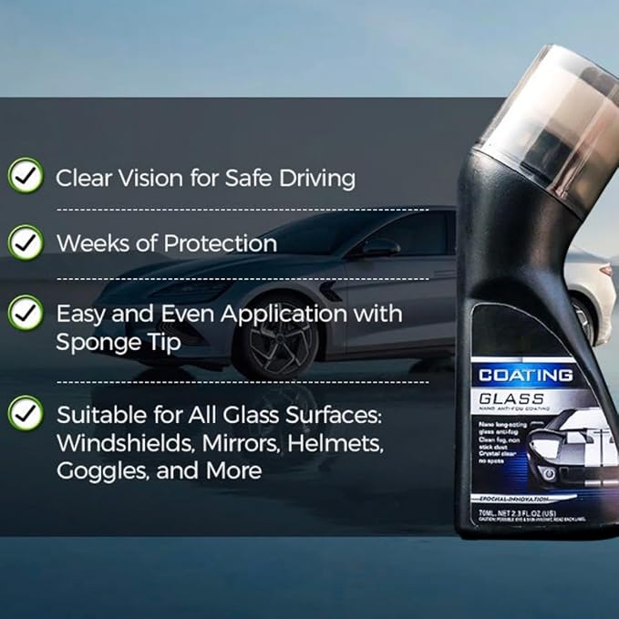 Micromolecular Anti-Fog Coating Wiper–Keeps Your Windshield Clear & Fog, Car Anti-Fog Agent with Applicator, Magic Gem Coating Glass, Anti Fog for Car Windshield,Windows,Mirrors,Glasses (3PCS)