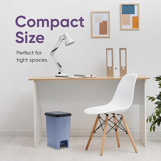 Superio Slim Trash Can with Foot Pedal – 2.5 Gallon Step-On Trash Can with Lid, Small Plastic Mini Garbage Can, for Bathroom, Kitchen, Office, Under Desk, Bedroom, Dorm – Grey/Black (2)