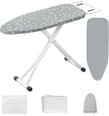 Ironing Board,Foldable Ironing Board Adjustable Height Compact Iron Board Thick Steel Tube Iron Board with Holder,Replacing Cloth Cover and Mini Handheld Gloves(Blue Dots)