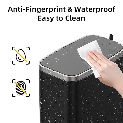 Stainless Steel Bathroom Trash Can with Lid Soft Close,1.6 Gallon Slim Garbage can,Small Metal Step Wastebasket for Office, Bedroom, Toilet, Black