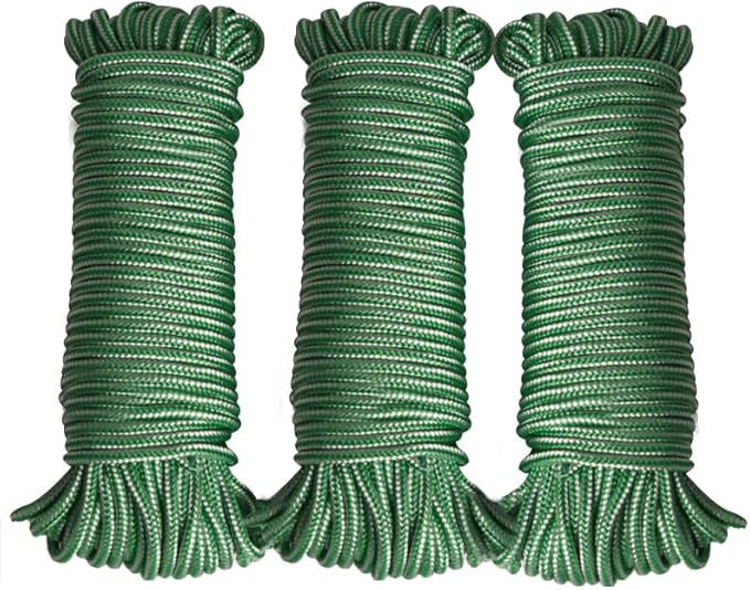 Diamond Braided Polypropylene Rope Nylon Rope Mix Thick Heavy Duty Ropes 5/32'' 66ft 3Packs High Strength Perfect for Clothesrope Camping Hiking and Other Outdoor Activities