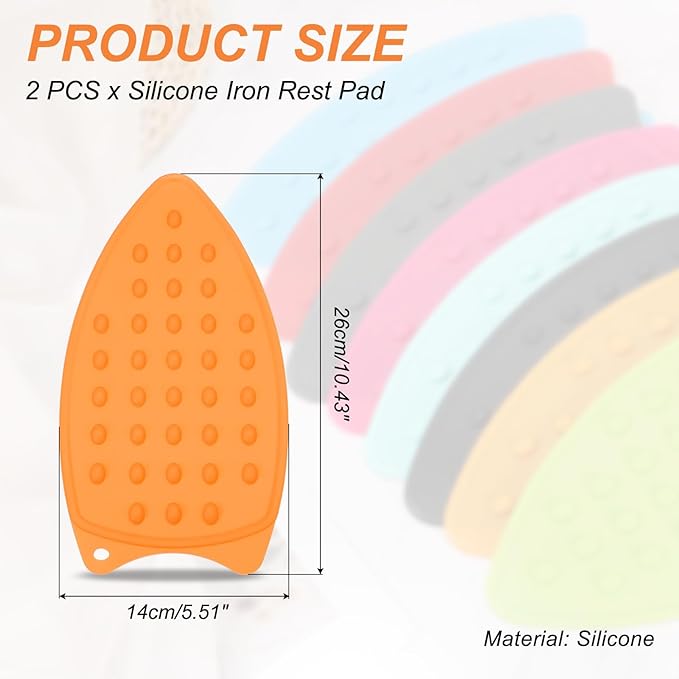 PATIKIL Silicone Iron Rest Pad, 2 Pcs Multipurpose Hot Heat Resistant Iron Rest Plate Protective Pad for Ironing Board Hot Resistant Steamer Steam Compact Mat, Orange