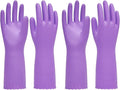 PACIFIC PPE 2 Pairs Reusable Dishwashing Cleaning Gloves with Latex Free, Cotton Lining, Kitchen Gloves, Purple, Medium