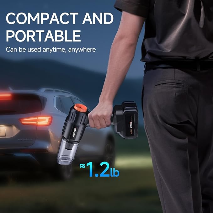 Car Vacuum Portable Cordless,35000PA High Power Suction & Blower, Wireless Handheld Vacuum Cleaner for Car, Home, Office, Pet（Warm Radiance Black）