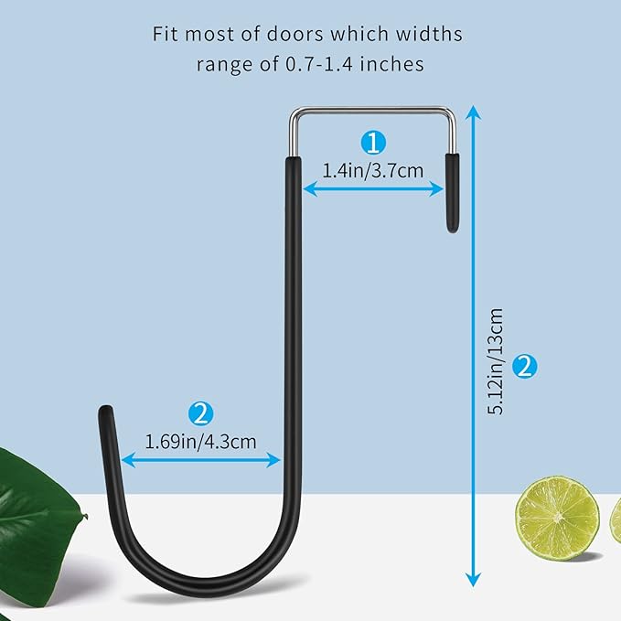 FYY Over The Door Hooks, 4 Pack Door Hangers Hooks with Rubber Prevent Scratches Heavy Duty Organizer Hooks for Living Room, Bathroom, Bedroom, Kitchen Hanging Clothes, Towels, Hats, Coats, Bags Mix
