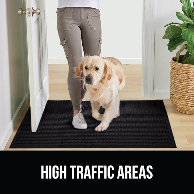 GORILLA GRIP Front Door Mat, 72x24, Indoor Outdoor Ultra Absorbent HydroAbsorb Doormat, Absorbs Up to 2.75 Cups of Water, Stain and Fade Resistant, Rubber Backing Doormats, Captures Dirt, Black