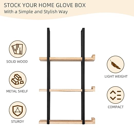 Glove Holder Dispenser for Wall Mount Wooden Metal Disposable Latex Glove Box Holder for Home Office, Lab and Garage, Tissue Wire Rack Wall-mounted for Kitchen Organizer Decor