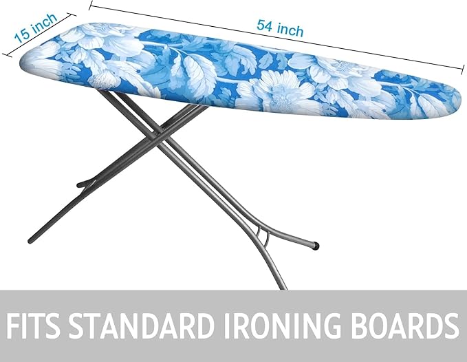 Ironing Board Cover and Pad 15x54 Inch Standard Ironing Board Cover with Elastic Edge and Hook and Loop Fasteners Scorch and Stain Resistant Cotton Ironing Covers