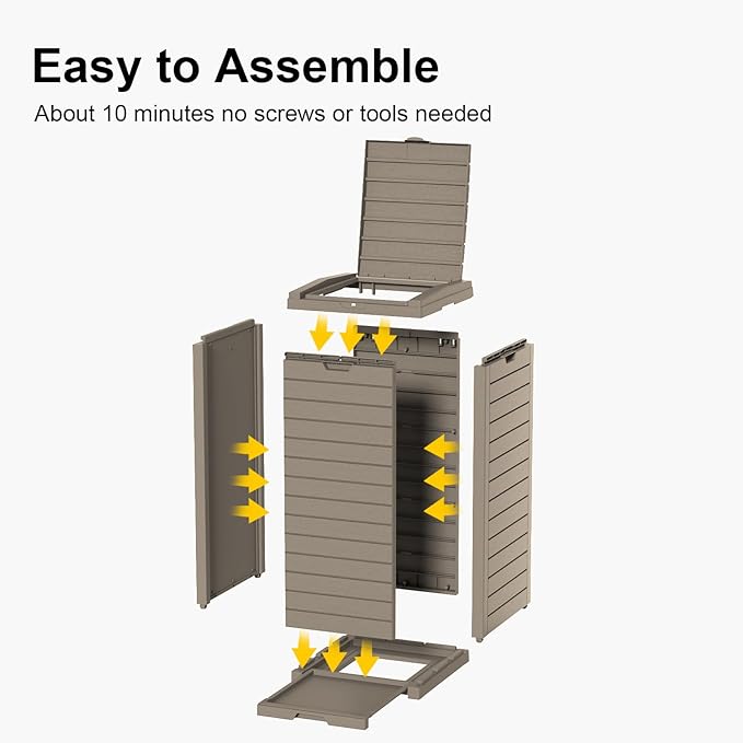 31-Gallon Outdoor Trash Can with lid, Waterproof, UV-Resistant Resin Garbage Can, Lockable Lid and Drip Tray, Animal-Proof, for Patio, Kitchen, Backyard and Deck
