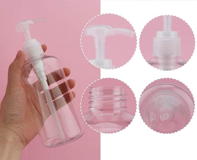 Yebeauty Pump Bottle Dispenser, 4 Pack 10oz/300ml Plastic Dish Lotion Soap Dispenser Clear Liquid Shampoo Container for Bathroom Kitchen Hotel Body Wash
