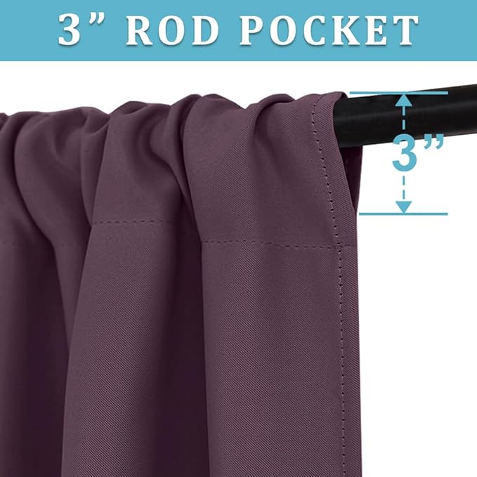 RYB HOME Bathroom Window Curtains - Blackout Curtains Small Window Short Drapes for Kitchen Bedroom Living Room Kids Nursery Room RV, W 42 x L 36 inch per Panel, Plum, 2 Pcs