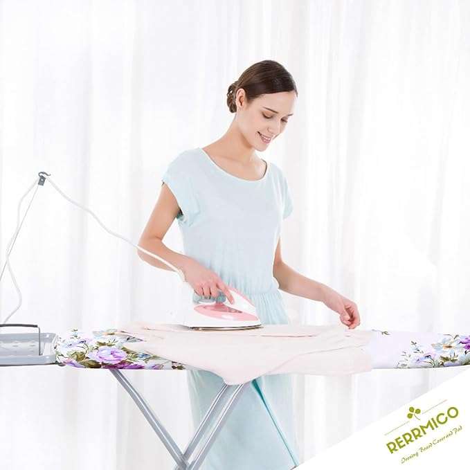 Ironing Board Cover and Pad 15x54 Inch Standard Ironing Board Cover with Elastic Edge and Hook and Loop Fasteners Scorch and Stain Resistant Cotton Ironing Covers