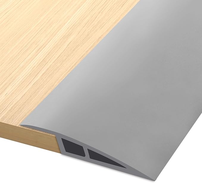 Vinyl Door Threshold Flooring Transition Strip Self Adhesive Carpet Edging Strip for Laminate Doorway Edge Threshold from 3/5" to 4/5" (Gray, 10 Ft)