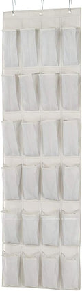 Amazon Basics 24 Medium Pocket Over-the-Door Hanging Shoe Organizer, Light Grey