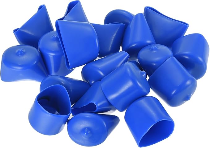 uxcell 20pcs Rubber End Caps 26mm ID Vinyl Round Tube Bolt Cap Cover Screw Thread Protectors Blue