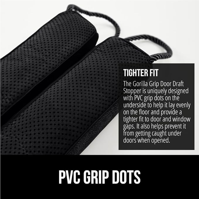 GORILLA GRIP Door Draft Stopper for Bottom of Doors, Weather Stripping Seal Blocks Hot Air, Noise, Bugs, Keeps Cold AC in, Sound Proofing Easy Install Gap Filler, Home Essentials, 36 Inch, Black