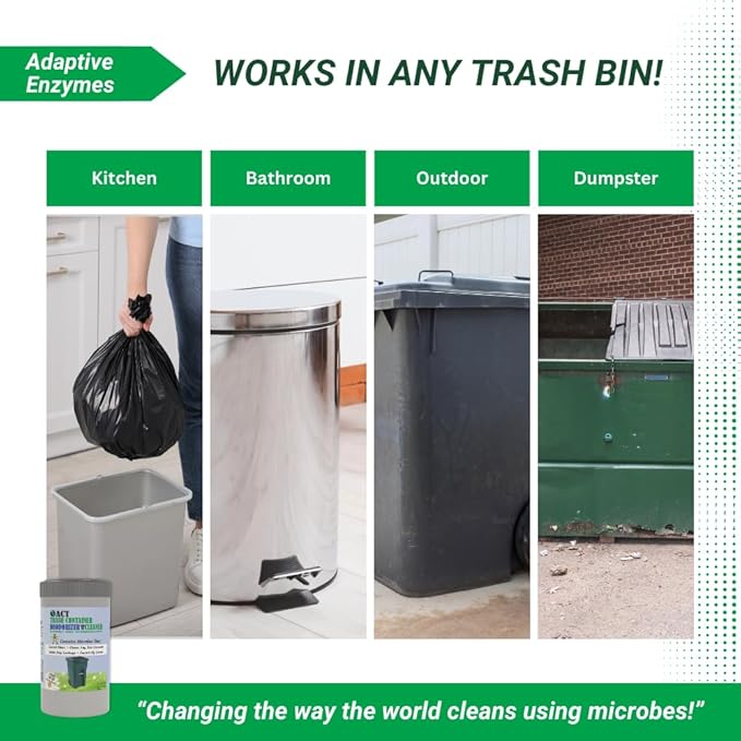 ACT Trash Deodorizer and Cleaner | Eliminates Odors Controls Garbage Sludge | for Garage and Outdoor Bins | Dry Powder Eco-Friendly 2.5lb