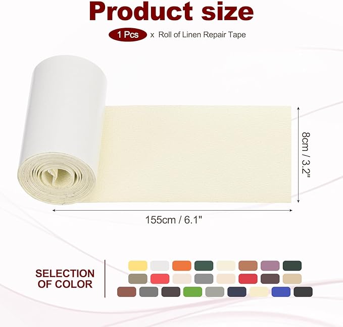 PATIKIL Leather Patches Tape for Furniture, 3.2 x 61 Inch Self Adhesive Vinyl Leather Repair Kit Cover Sheet for Couch, Sofa, Car Seats, Office Chair, Milky White