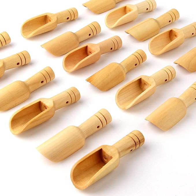 12pcs Mini Wooden Spoons，Mini Bamboo Spoons for Bath Salts, tea scoop, Washing Powder spoon，wooden candy spoon