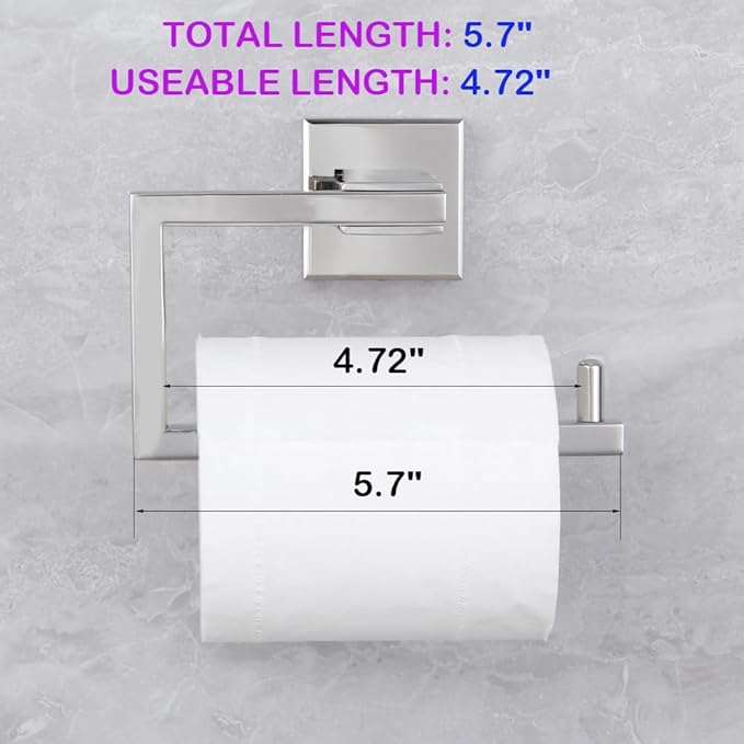 Bathroom Toilet Paper Holder SUS304 Stainless Steel Kitchen Washroom Tissue Roll Dispenser Wall Mounted Rustfree 5-inch TP Holder Polished Finish