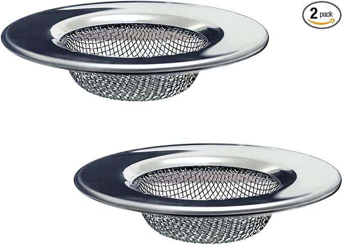 1.50" Bathtub Strainers, Bathroom Sink Strainers, Shower Drain Hair Catcher, Drain Strainer for Laundry, Mop Pool, Utility, Slop, RV Sink, Stainless Steel, Pack-2