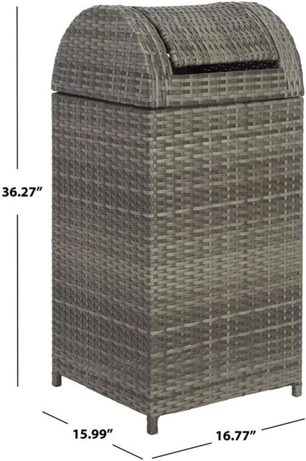 Safavieh Outdoor Collection Serapis Grey Wicker Trash Bin