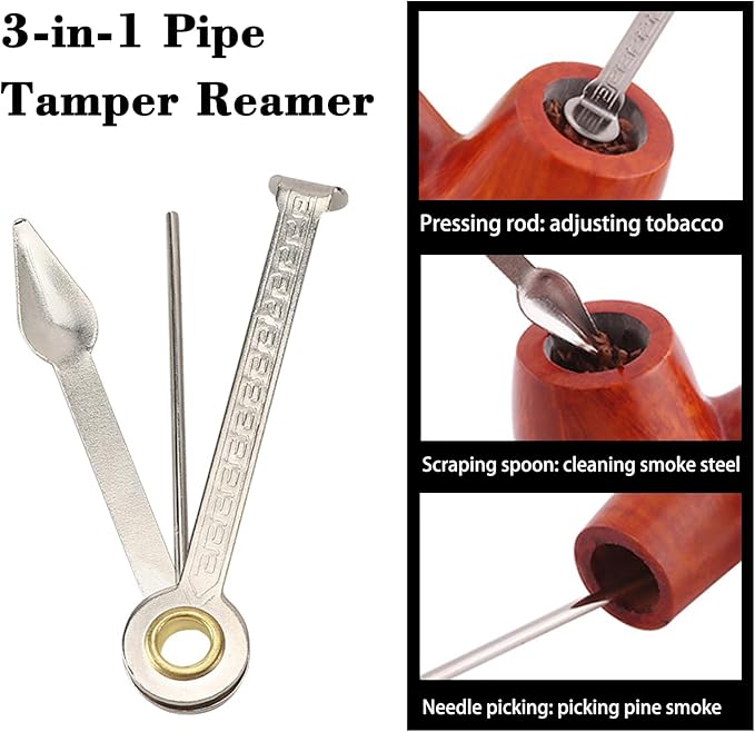WAFJAMF Multifunctional Pipe Cleaning Kit,50 Pieces of Cleaning Strip 1 Pcs 3-in-1 Pipe Tamper Reamer and 5 Pcs Straw Brush