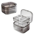 Retainer Case Denture Bath Case,Retainer Cleaner Case with Lid,Denture Cup for Partial Dentures,Mouth Guard&Braces,Denture Soaking Container Case for Travel (Black)