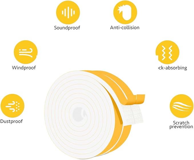 Closed Cell Foam Weather Stripping for Various Door Seal and Window Insulation, One Sided Foam Strips Adhesive, SoundProof Weatherproof AC Seal Strip, Shock-Absorbing (3/4 in x 1/4 in x 13Ft)