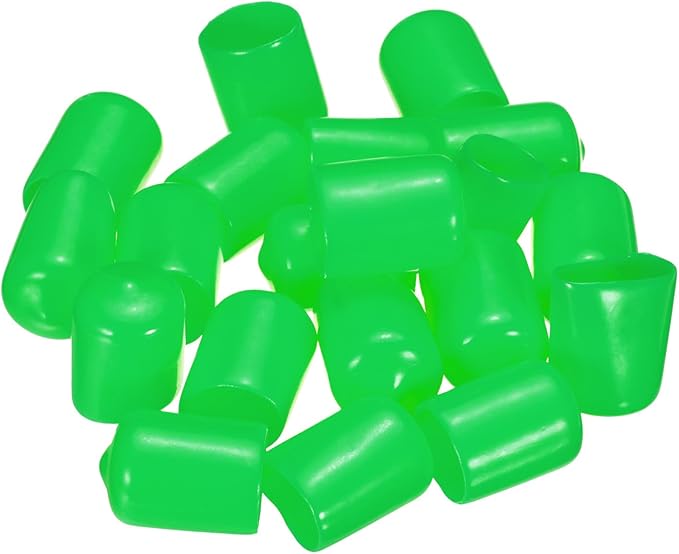 uxcell 20pcs Rubber End Caps 15mm ID Vinyl PVC Round Tube Bolt Cap Cover Screw Thread Protectors Green