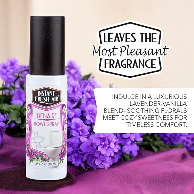 2-Pack: Superior Toilet Spray with Instant Odor Elimination, Lavender Vanilla Fragrance, Odor Eliminator Bathroom Spray, Travel Size, Long-Lasting, Eco-Friendly, 1.35 Oz. - INSTANT FRESH AIR